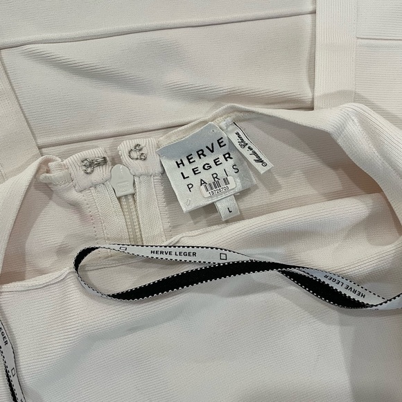 Hervé Leger Paris Halter Icon Gown White Bandage Dress L - Picture 9 of 11